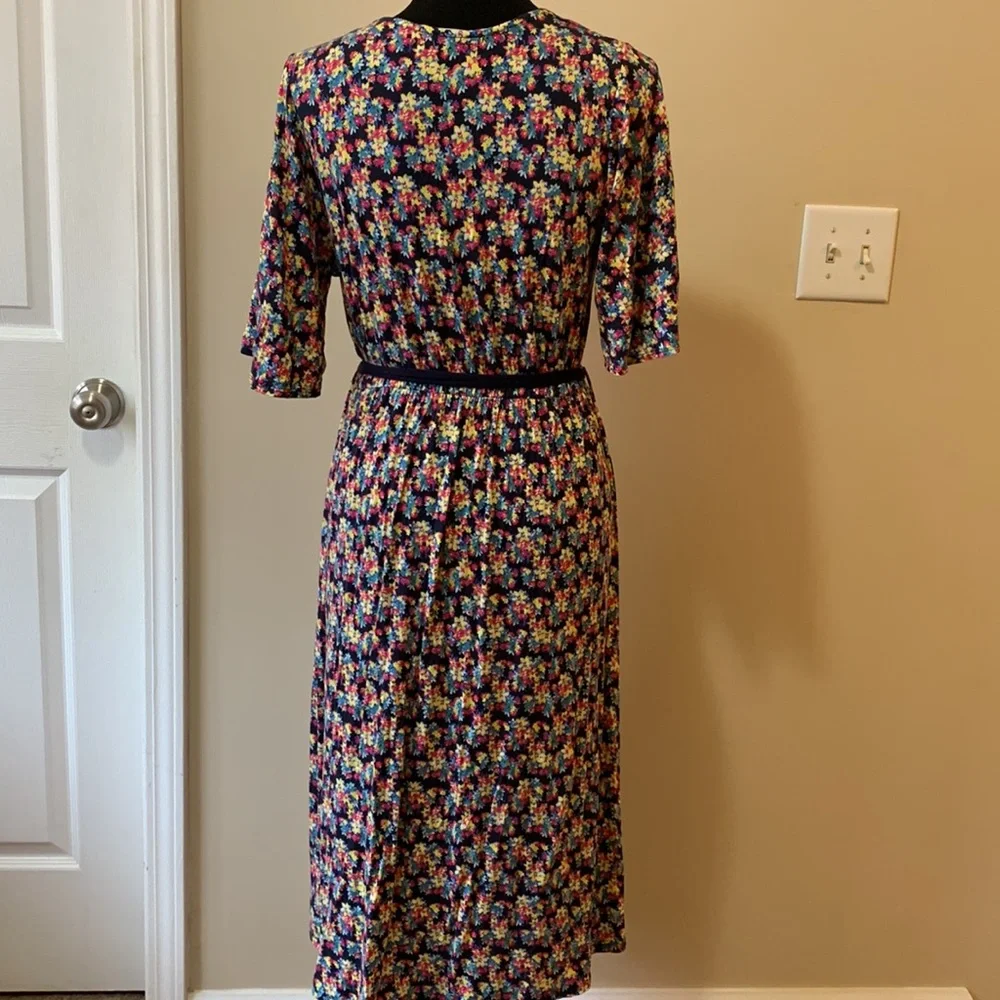 Chris & Carol Floral Half Sleeve A-Line Dress with Waist Tie Women’s Large - Picture 3 of 12